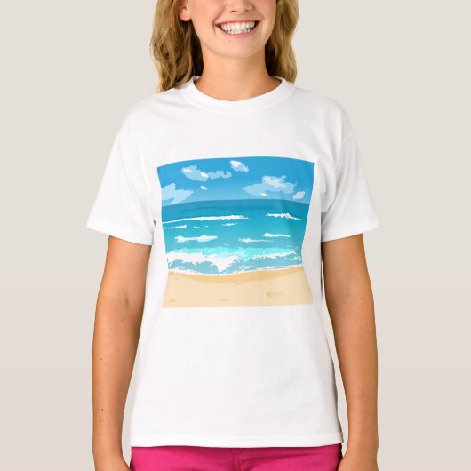 Tropische oceaan strand scene kustlandschap t-shirt (Voorkant)