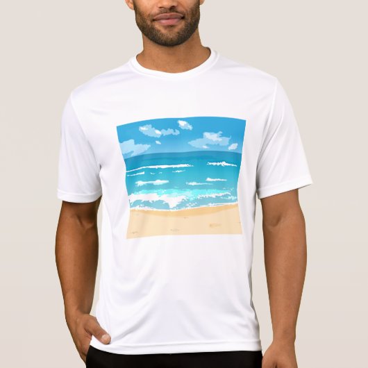 Tropische oceaan strand scene kustlandschap t-shirt (Voorkant)