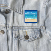 Tropische oceaan strand scene kustlandschap vierkante button 5,1 cm (In situ)