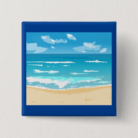 Tropische oceaan strand scene kustlandschap vierkante button 5,1 cm (Voorkant)