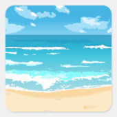 Tropische oceaan strand scene kustlandschap vierkante sticker (Voorkant)