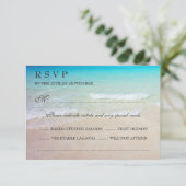 Tropische oceaanbruiloft RSVP met Entrées Kaartje (Staand voorkant)