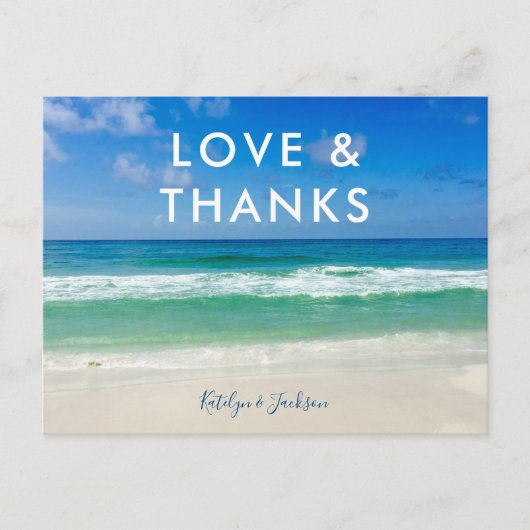 Tropische Oceaangolven Liefde & Dank Trouwdag op h Briefkaart (Voorkant)