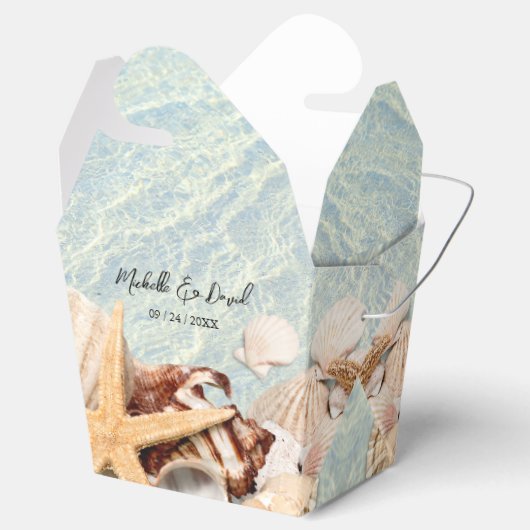 Tropische Ocean Beach Seashell Weddenschap Box Bedankdoosjes (Geopend)