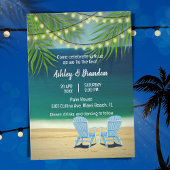 Tropische Ocean Beach Theme String Lights Wedding Kaart