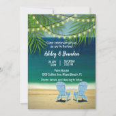 Tropische Ocean Beach Theme String Lights Wedding Kaart (Voorkant)