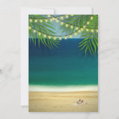 Tropische Ocean Beach Theme String Lights Wedding Kaart (Achterkant)