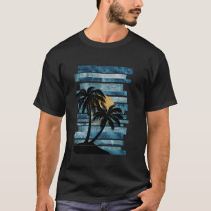 Tropische Oceanische Zonsondergang Strepen T-shirt