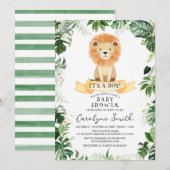 Tropische Oerwoud Leeuw Baby shower Invitation Kaart (Voorkant / Achterkant)