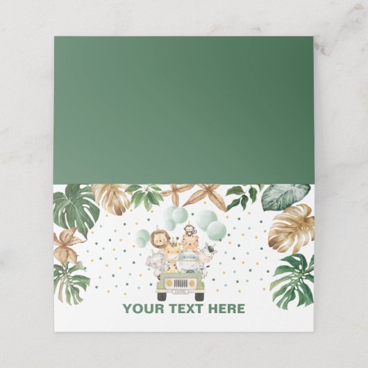 Tropische Oerwoud Safari Dieren Etiket Plaats (Buitenkant ongevouwen)