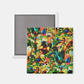  tropische Oerwoud Wilde parrots Magneet (Voorkant / Achterkant)