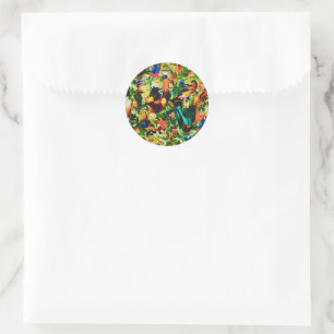 tropische Oerwoud Wilde parrots Ronde Sticker