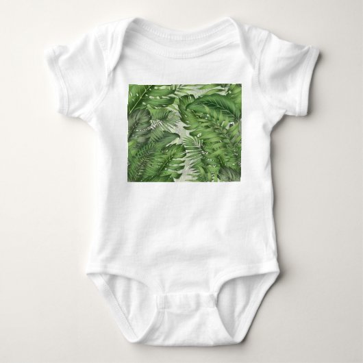 Tropische oerwouden bladeren: naadloze bloemenacht romper (Voorkant)