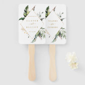 Tropische oliage Gold Weddenschap Handwaaier (Voorkant en achterkant)