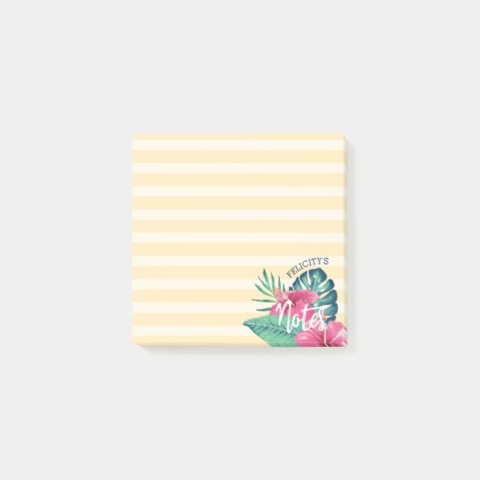 Tropische oliefroze Florals & Stripe Post-it® Notes (Voorkant)