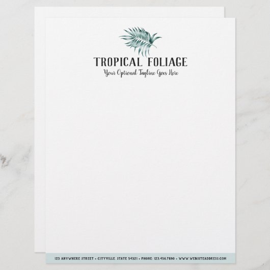 Tropische olievalkleppen en Waterverf van Greenery Briefhoofd (Voorkant / Achterkant)