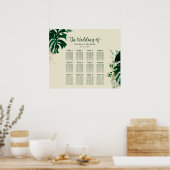 Tropische olievlek Greenery 12 Tabel Seating Chart Poster (Keuken)