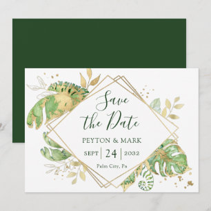 Tropische olievlekken Groen en Goud Geometrisch Li Save The Date