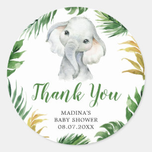 Tropische olifant Baby shower dank u Sticker