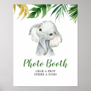 Tropische Olifant Boy Baby shower Foto Booth Sign Poster