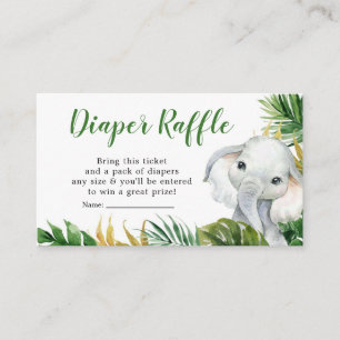 Tropische Olifant Boy Baby shower Luier Raffle Informatiekaartje