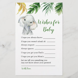 Tropische Olifant Boy Baby shower Wensen voor Baby