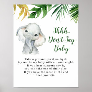 Tropische Olifant Boy Baby shower zeg geen Baby Poster