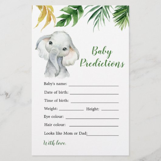 Tropische Olifant Jongen Baby shower Baby Voorspel (Voorkant)