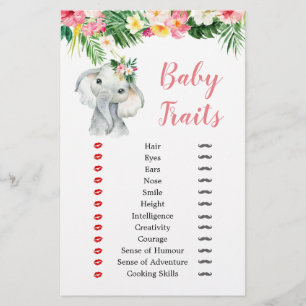Tropische Olifant Meisje Baby shower Baby kenmerke