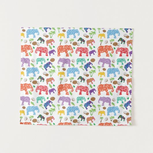 Tropische olifanten wandkleed (Voorkant (horizontaal))