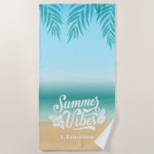 Tropische Ombre Beach Zomer Vibes Monogram Strandlaken (Voorkant)