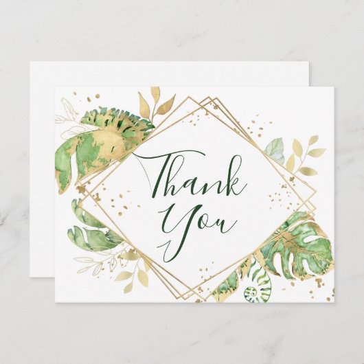 Tropische opslag & Gold Geometric Hartelijk dank Bedankkaart (Voorkant / Achterkant)