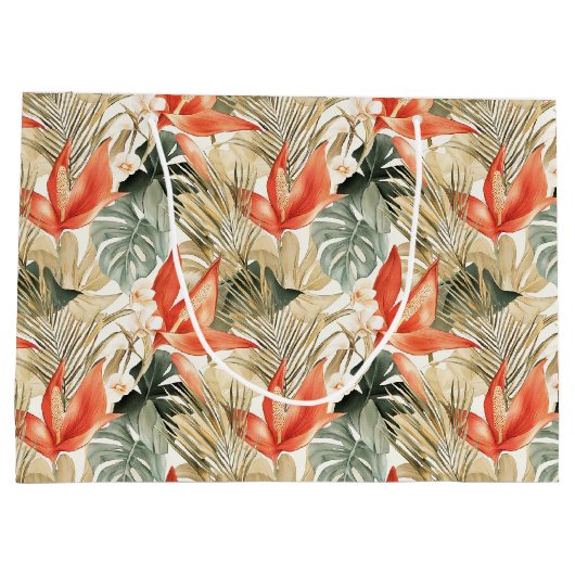 Tropische Oranje Anthurium Bloemige Bruiloft Feest Groot Cadeauzakje (Achterkant)