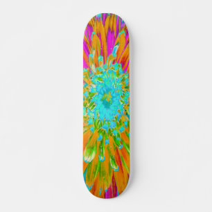 Tropische Oranje en Heet Roze Sierdahlia Skateboard
