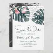 Tropische orchidee bruiloft foto save the date (Voorkant / Achterkant)