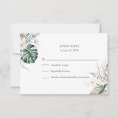 Tropische Orchidee en Monstera Bruiloft RSVP Kaart (Voorkant)