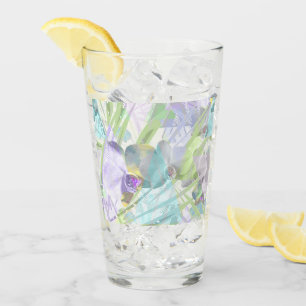 tropische orchidee- en palmbladeren glas