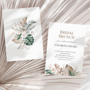Tropische Orchidee Monstera Bruids Brunch Uitnodig Kaart