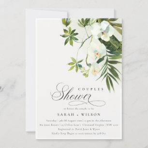 Tropische orchidee palmfauna Couples Shower Invite Bedankkaart
