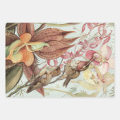 tropische orchideeën, bloemen en levende vogels inpakpapier vel (Voorkant)