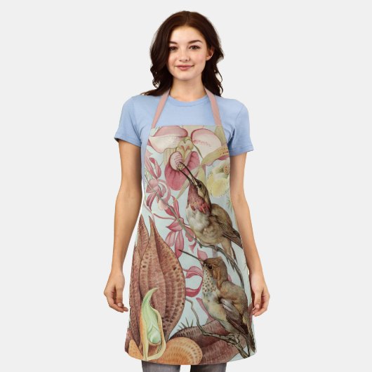  tropische orchideeën, bloemen en levende vogels schort (Gedragen)