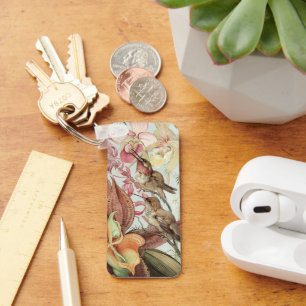  tropische orchideeën, bloemen en levende vogels sleutelhanger