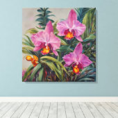 Tropische orchideeën - Canvas Art Print (Insitu (Houten vloer))