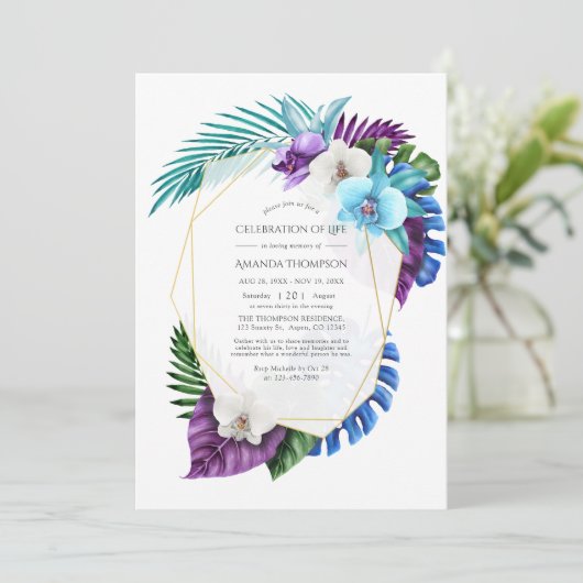 Tropische orchideeën Geometrische viering van het Kaart (Staand voorkant)