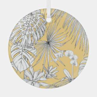 Tropische orchideeën: graveren patroon glas ornament