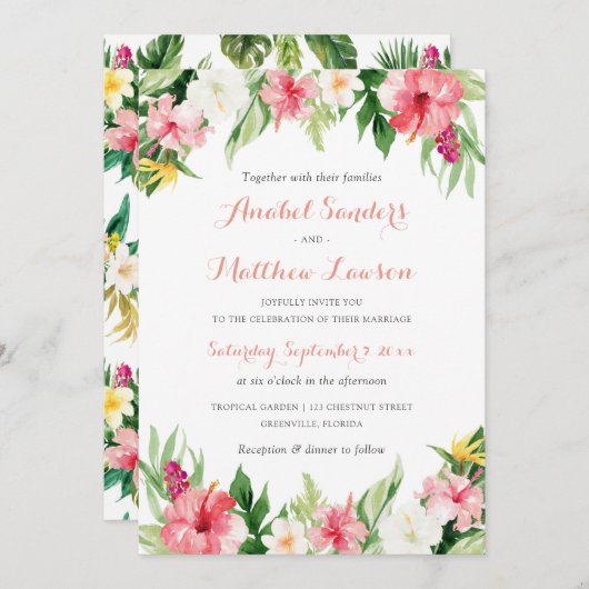 Tropische orchideeën palm leves Weddenschap Kaart (Voorkant / Achterkant)