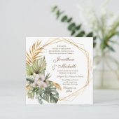 Tropische orchideeën Palms Floral Christelijk huwe Kaart (Staand voorkant)