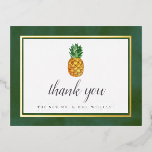 Tropische paananassetridwedstrijd bedankt folie uitnodiging briefkaart