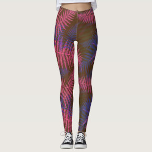 Tropische Paarse en blauwe bladeren Leggings
