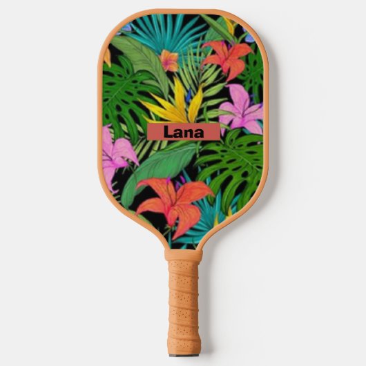 Tropische Paarse en groene botanische bloemen Pickleball Paddle (Voorkant)